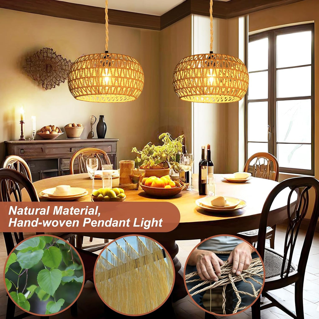 Boho Rattan Ceiling Light — 6" - View 2