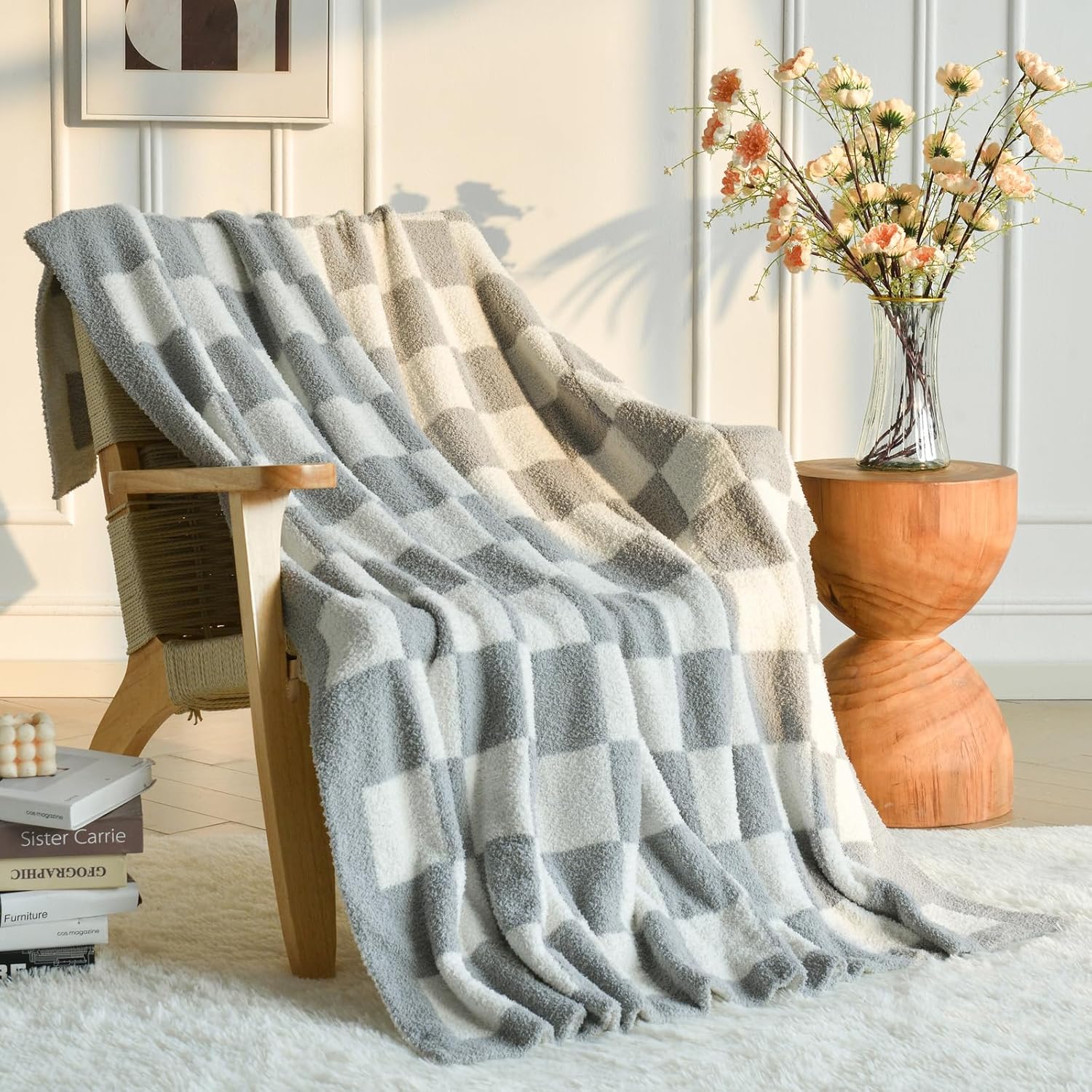 Beige Throw Pillow — 50" — Light Grey