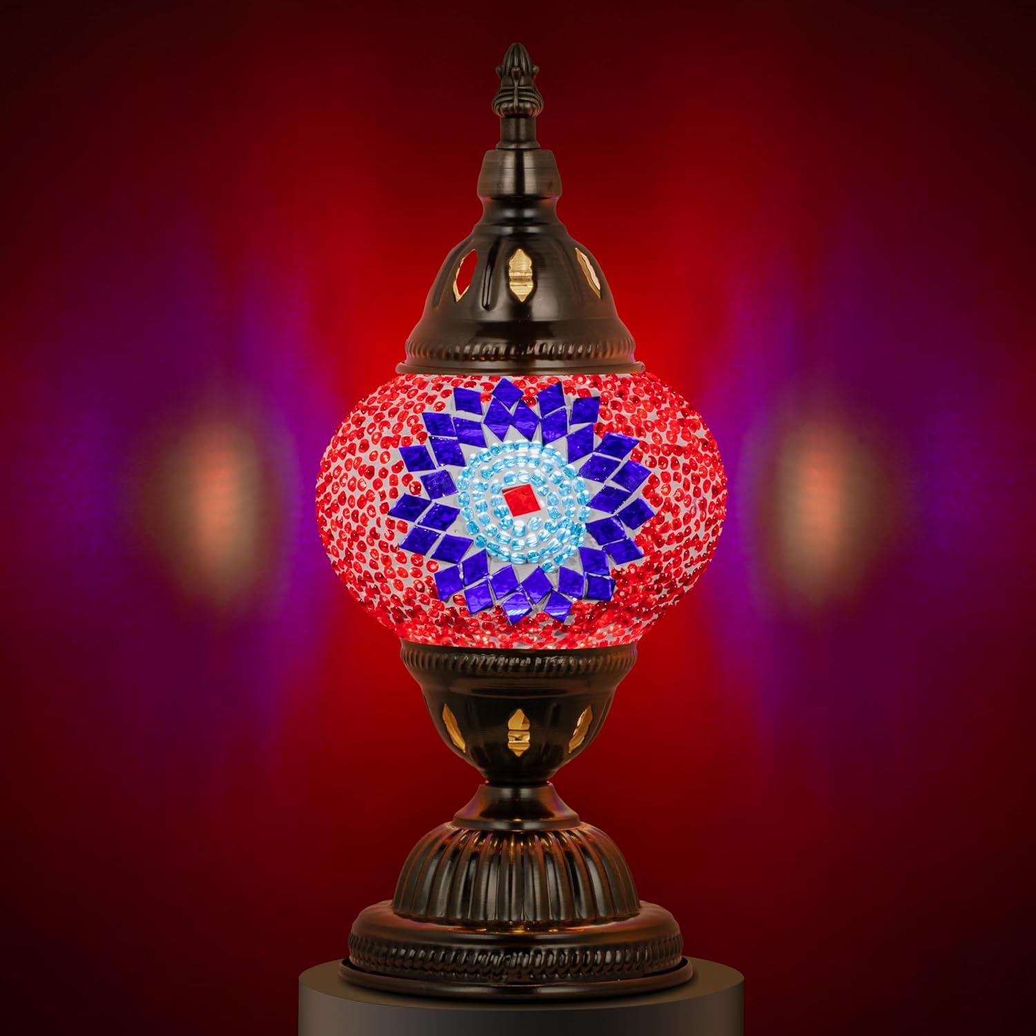 Blue Table Lamp — Red