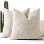 Boucle Beige Throw Pillow Cover — 22"