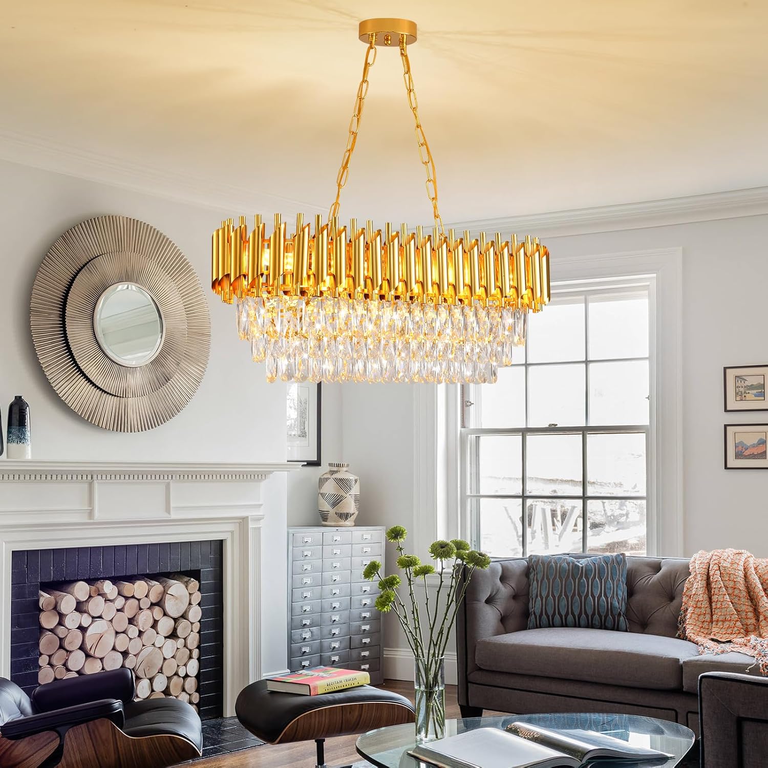 Oval Luxe Black Chandelier — 8-Light - View 8