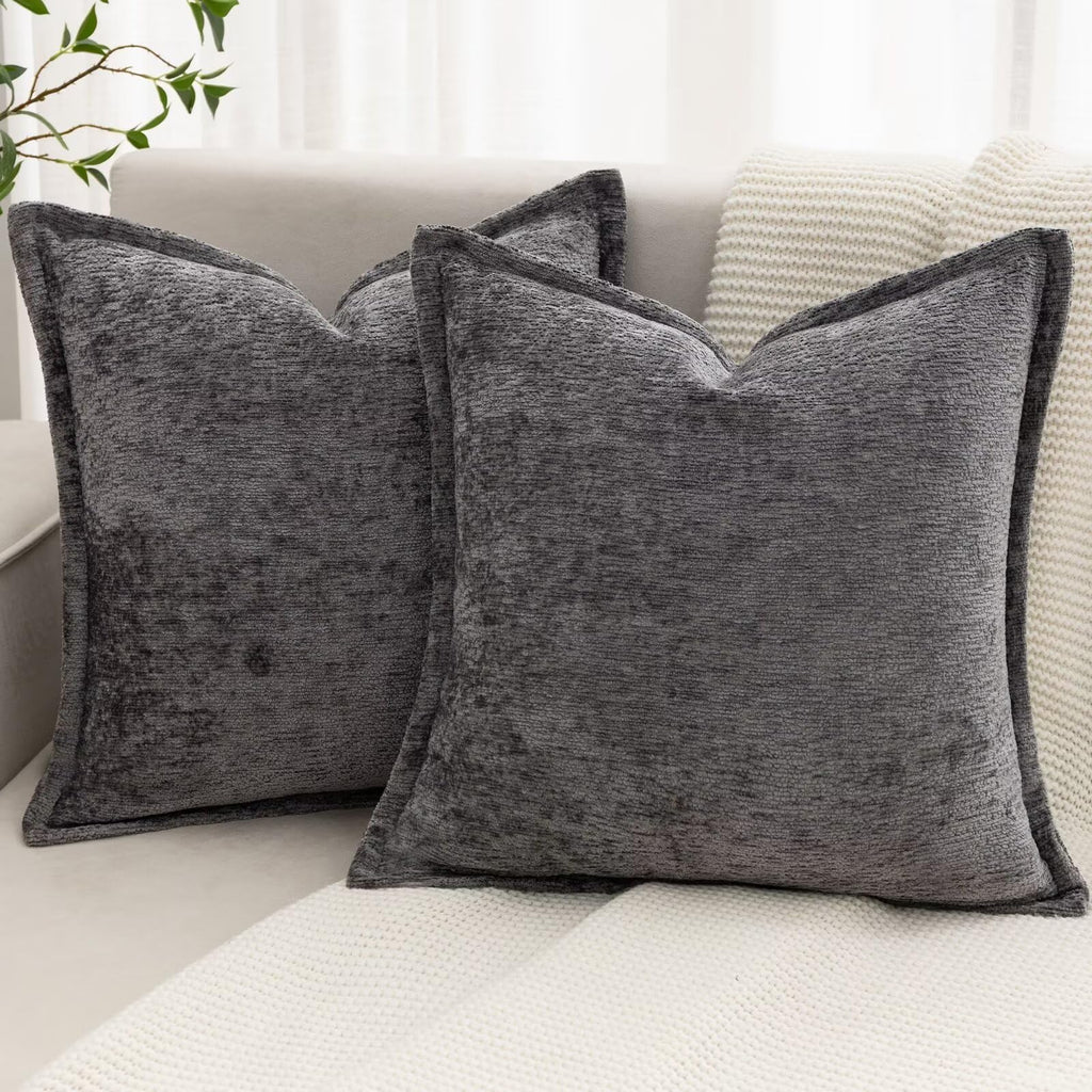 Chenille Boho Beige Throw Pillow Cover — 18"