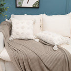 Tufted Boho Grey Throw Pillow Cover — 20" - View 4