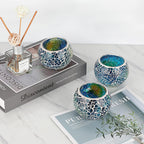 Round Blue Pillar Candle — Set of 3 - View 7