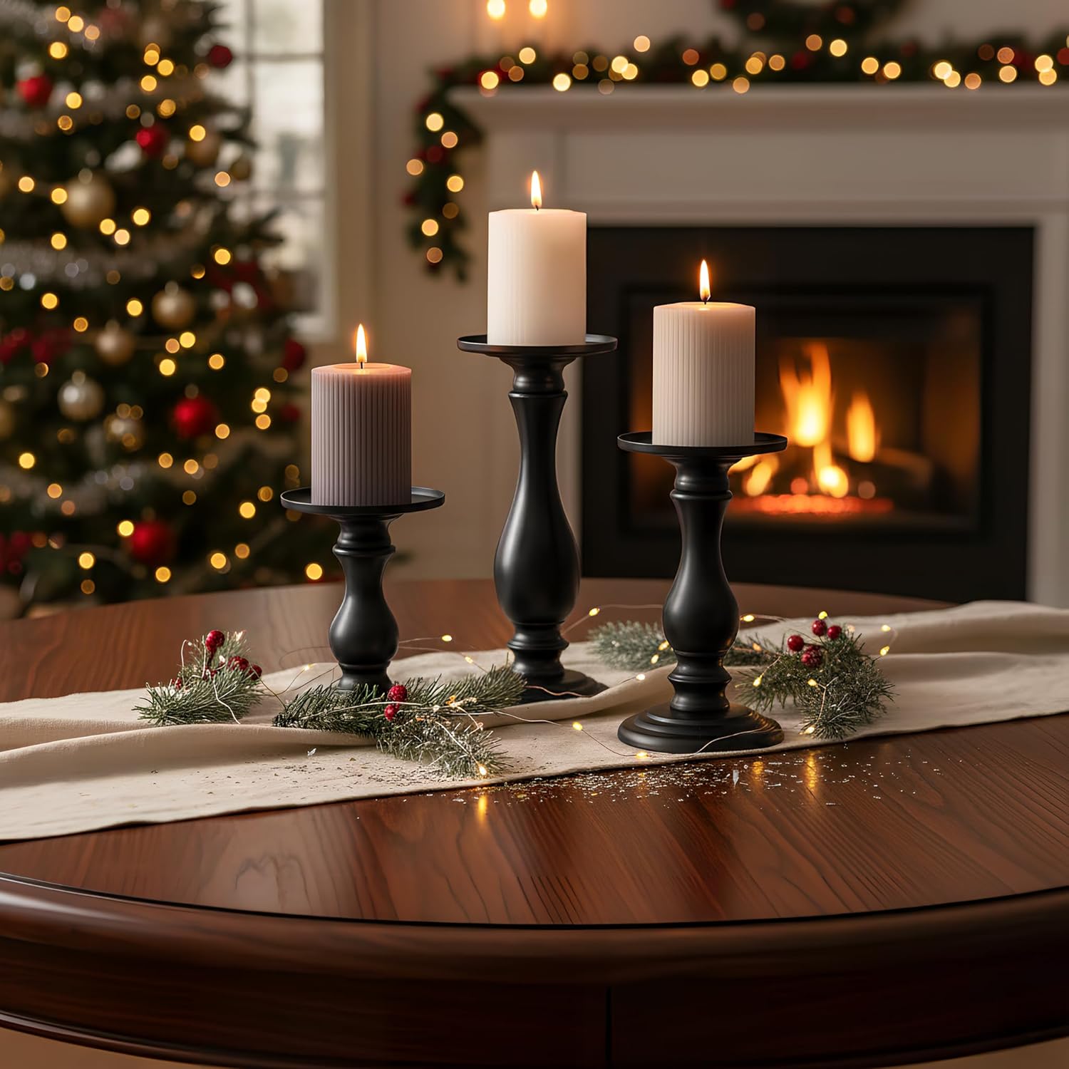 Farmhouse Metal Pillar Candle — 10" - View 6