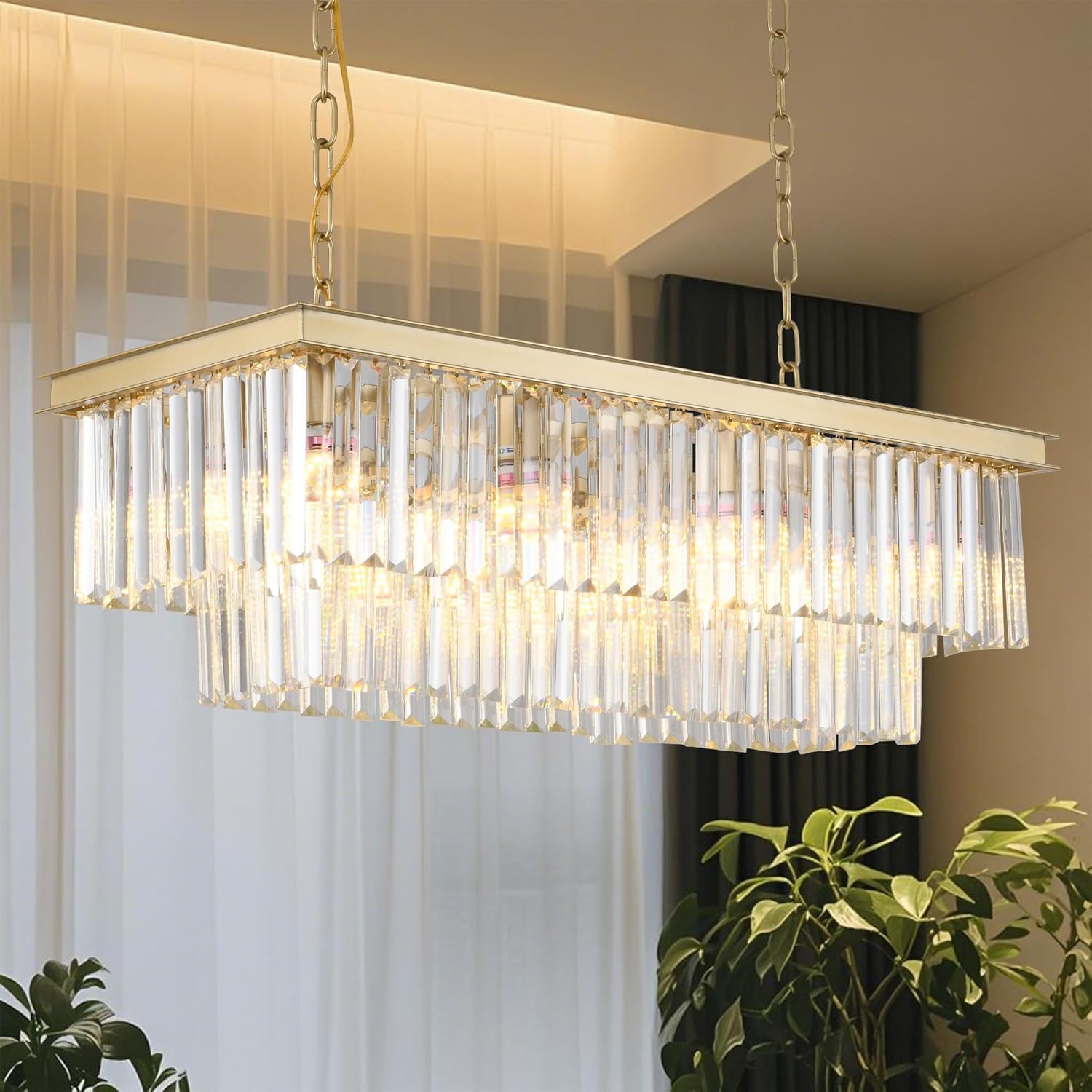 Adjustable Luxe Black Chandelier — L-31.5"