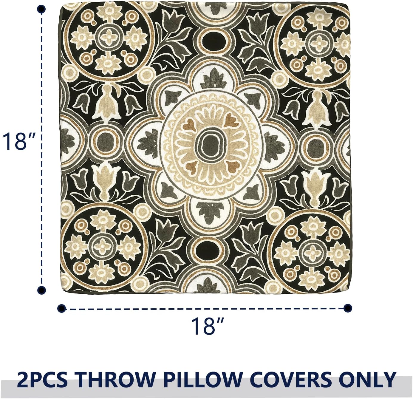 Vintage Modern Beige Throw Pillow Cover — 18" - View 3