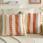 Tufted Boho Beige Throw Pillow Cover — 18"