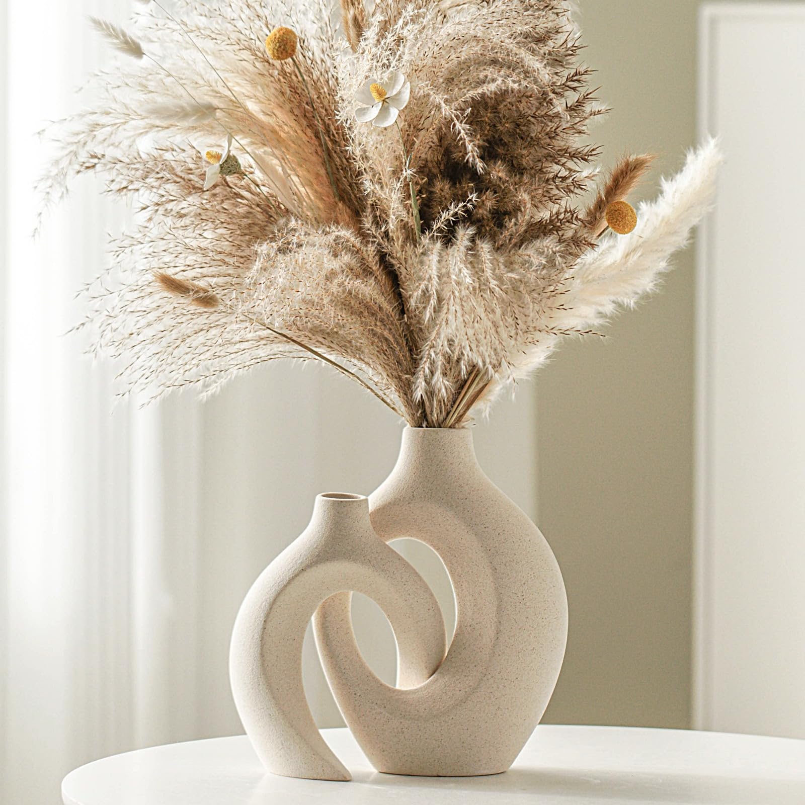 Boho Beige Flower Vase — 6.3"