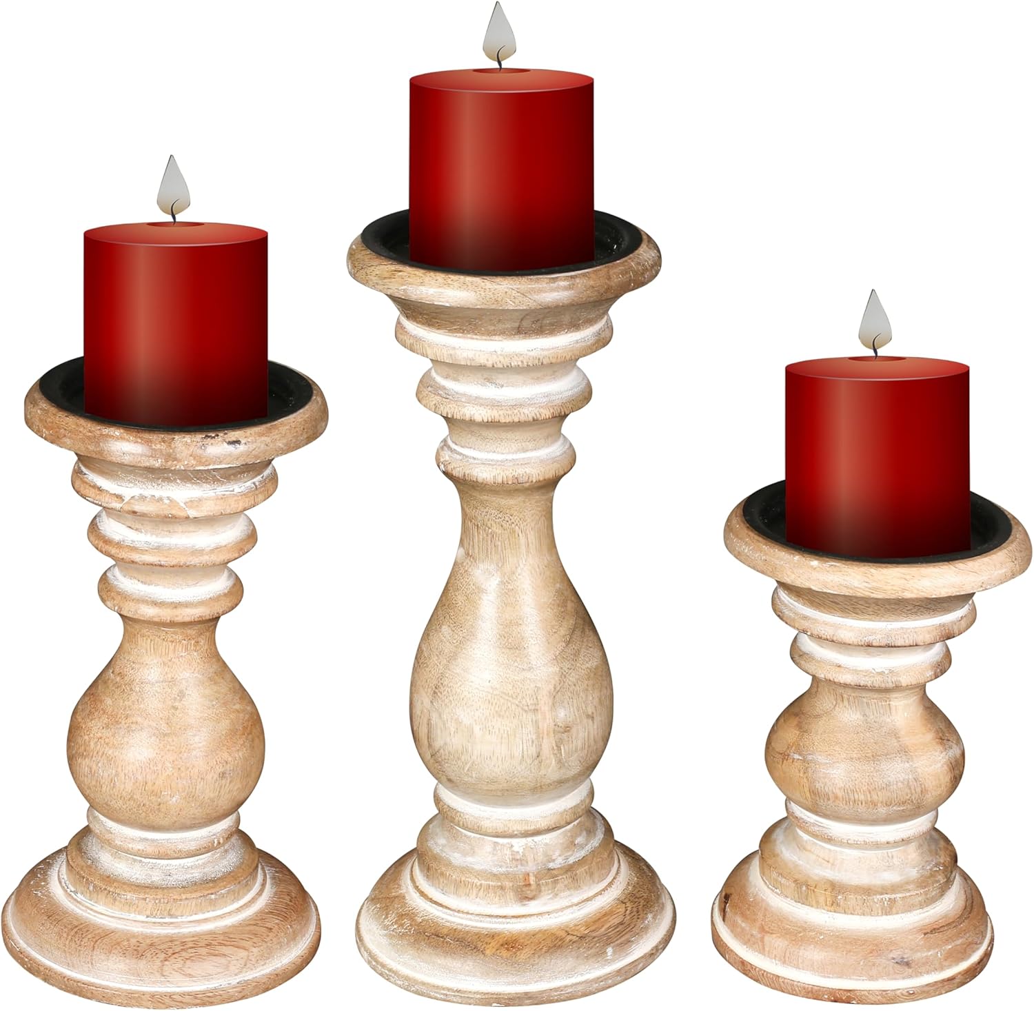 Antique Farmhouse Grey Pillar Candle — 10" — 10"+8"+6" - High
