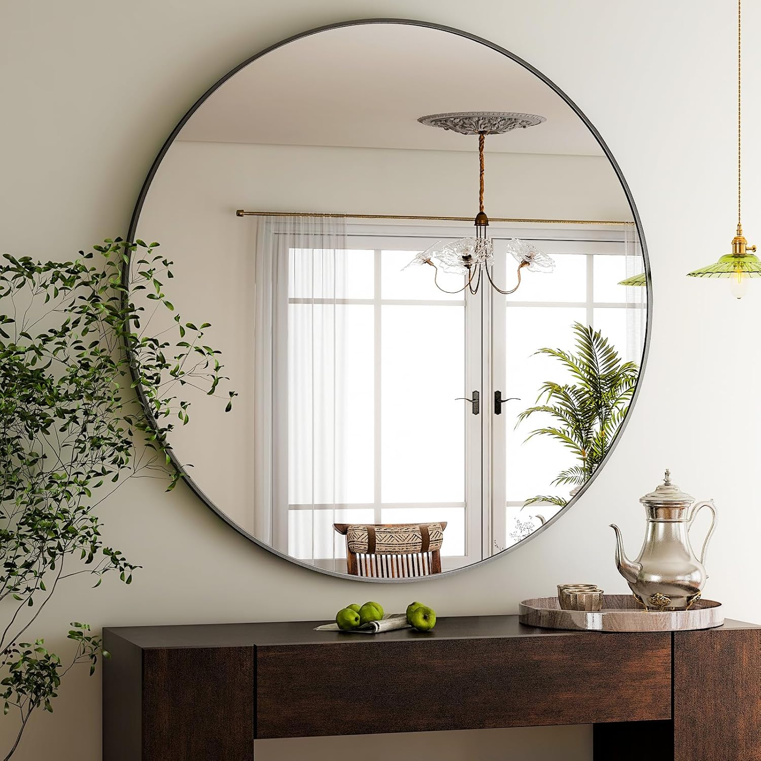 Luxe Black Round Mirror — 30" — 48"L x 48"W