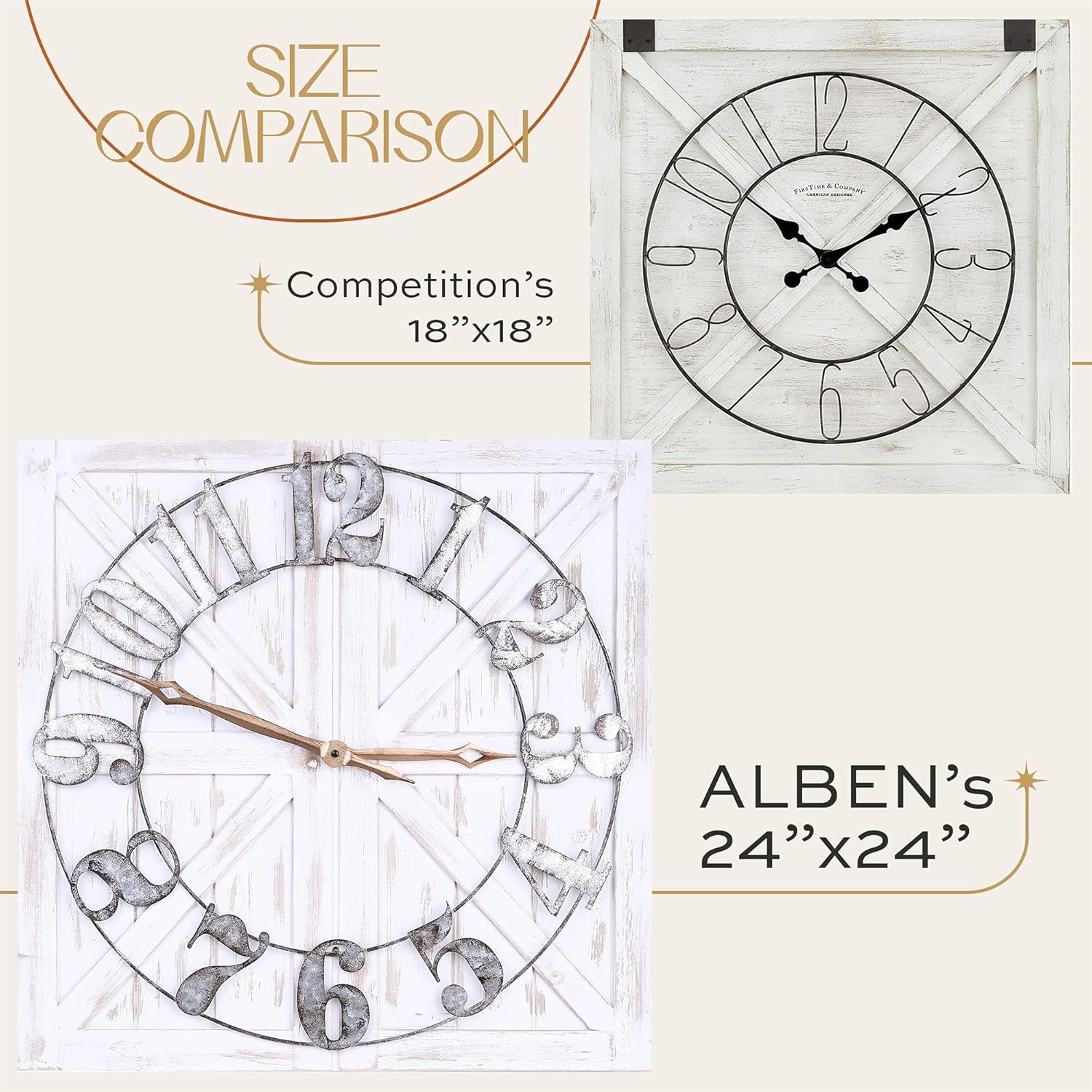 Farmhouse Wood Wall Clock — 24" - View 7