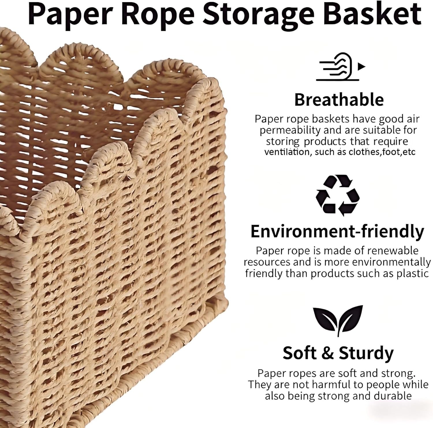 Boho Beige Woven Basket — 14" - View 3