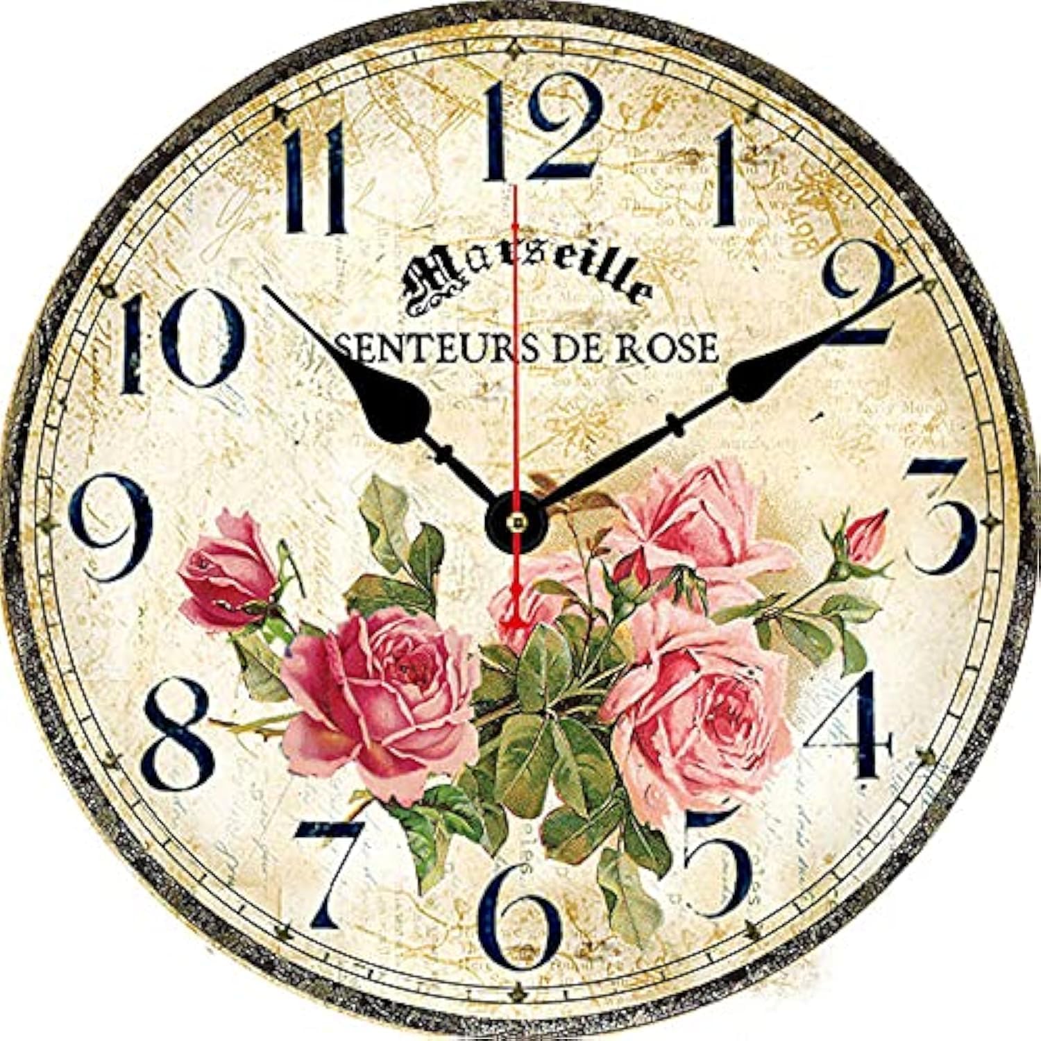Battery Operated Pink Wall Clock — 8" — Pink Roses