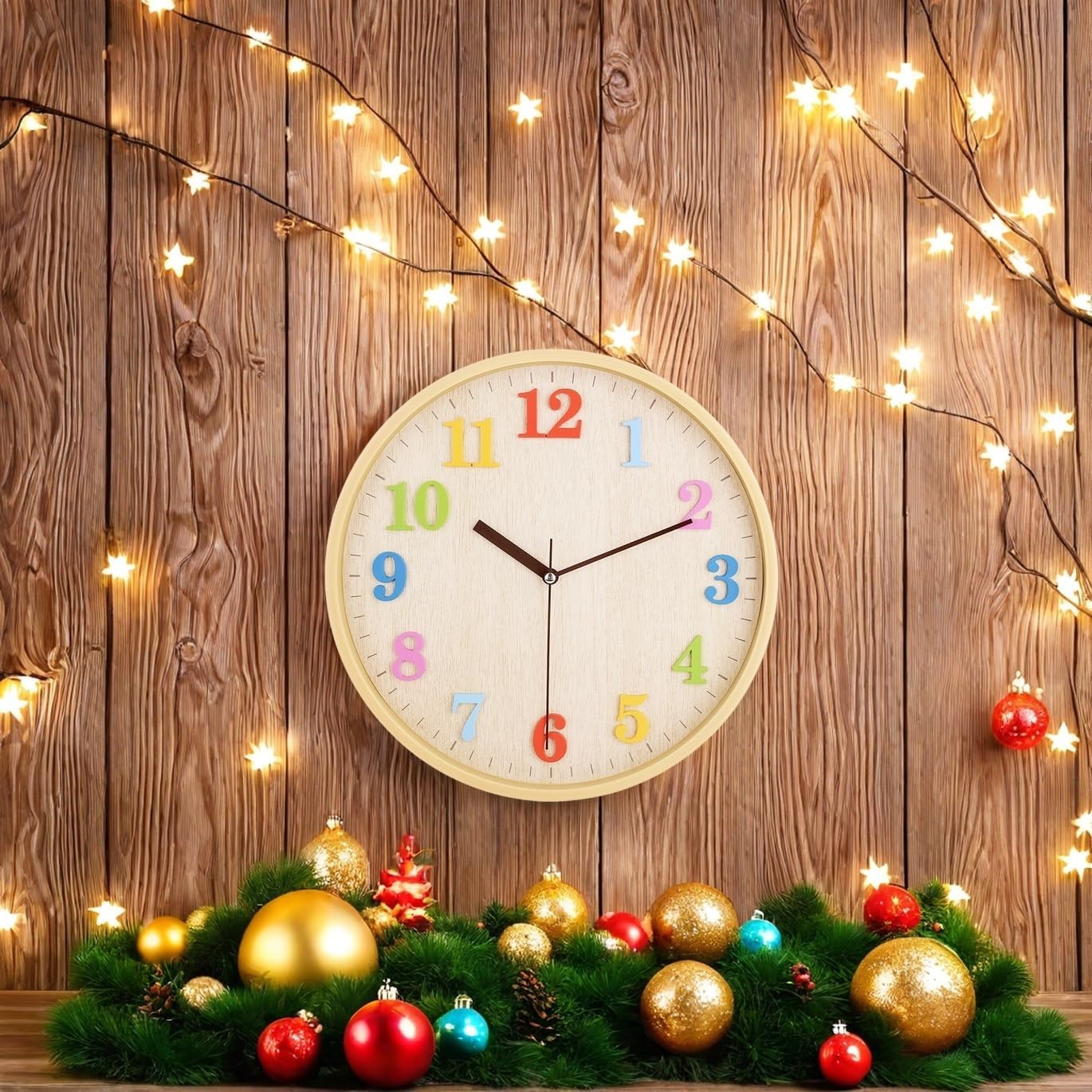 Round Brown Wall Clock — 12" - View 5