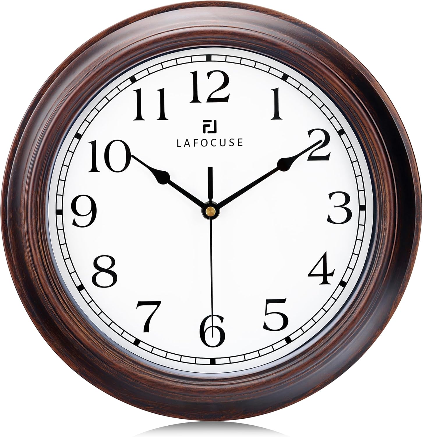 Battery Operated Farmhouse Brown Wall Clock — 12" — Mahogany Color