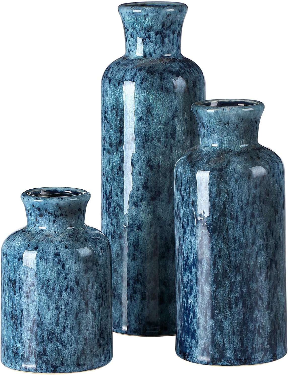 Farmhouse Blue Flower Vase — Set of 3 — Light Blue