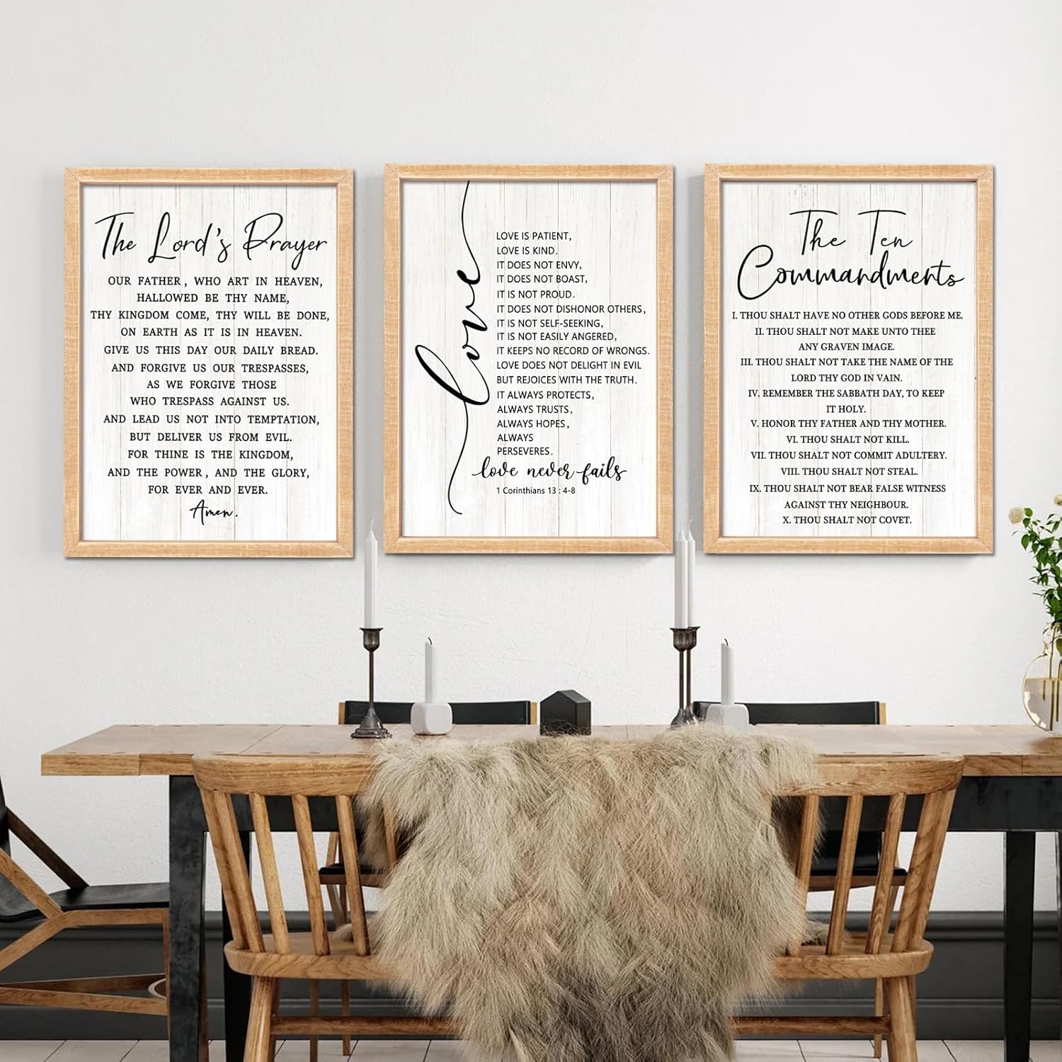 Vintage Farmhouse Beige Framed Wall Art — 11" — 3pc Natural