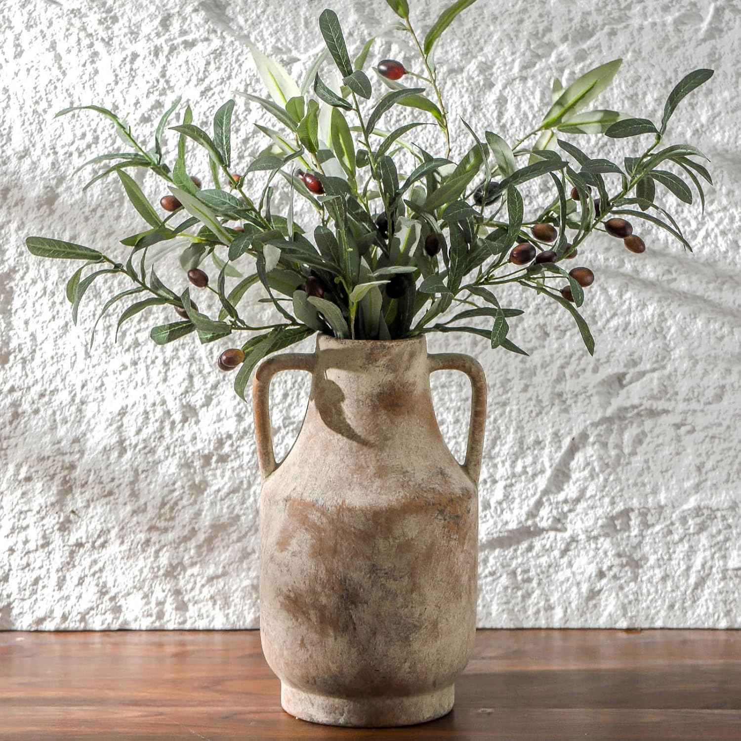 Antique Farmhouse Orange Flower Vase — 5.3" — A-11"h-terracotta