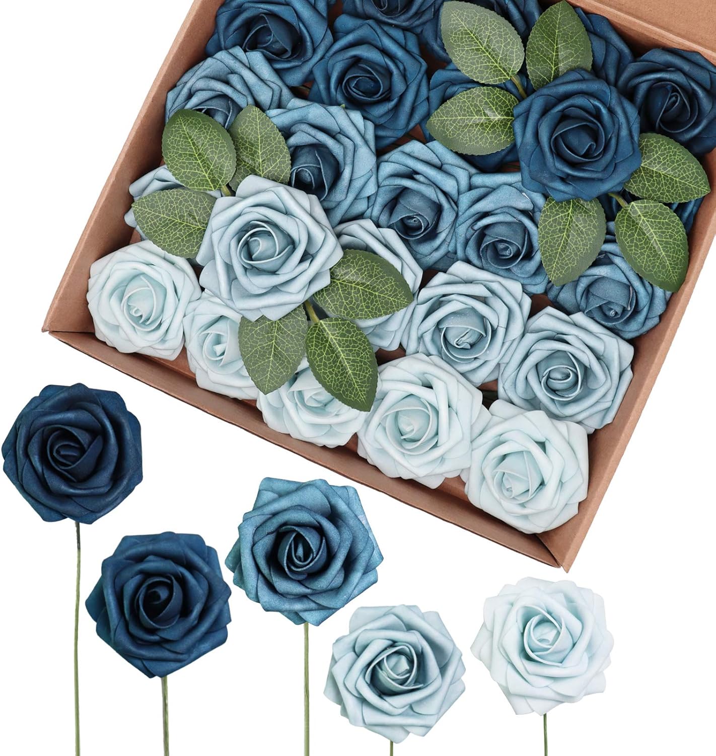 Blue Artificial Flowers — 3" — Shades of Blue