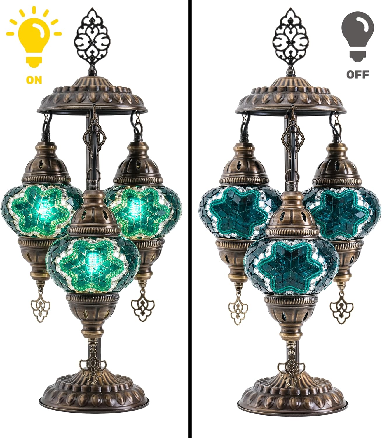 Vintage Boho Blue Table Lamp - View 2