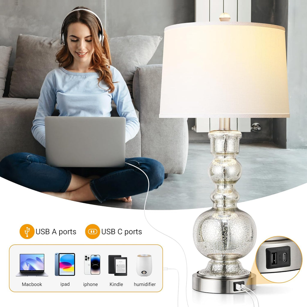 Dimmable Modern Grey Table Lamp — Set of 2 - View 3