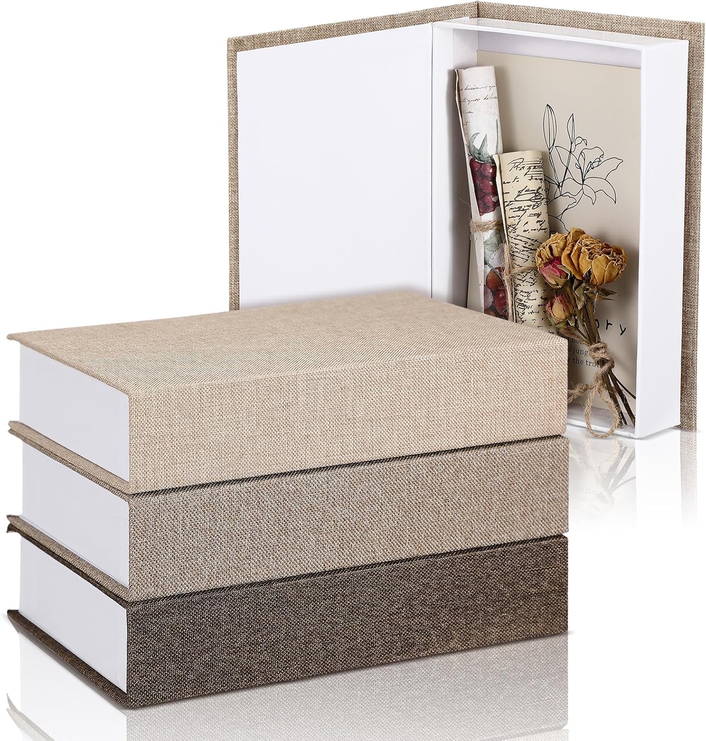 Linen Farmhouse Beige Storage Basket — 8.6 x 6.1 x 1.8 Inch