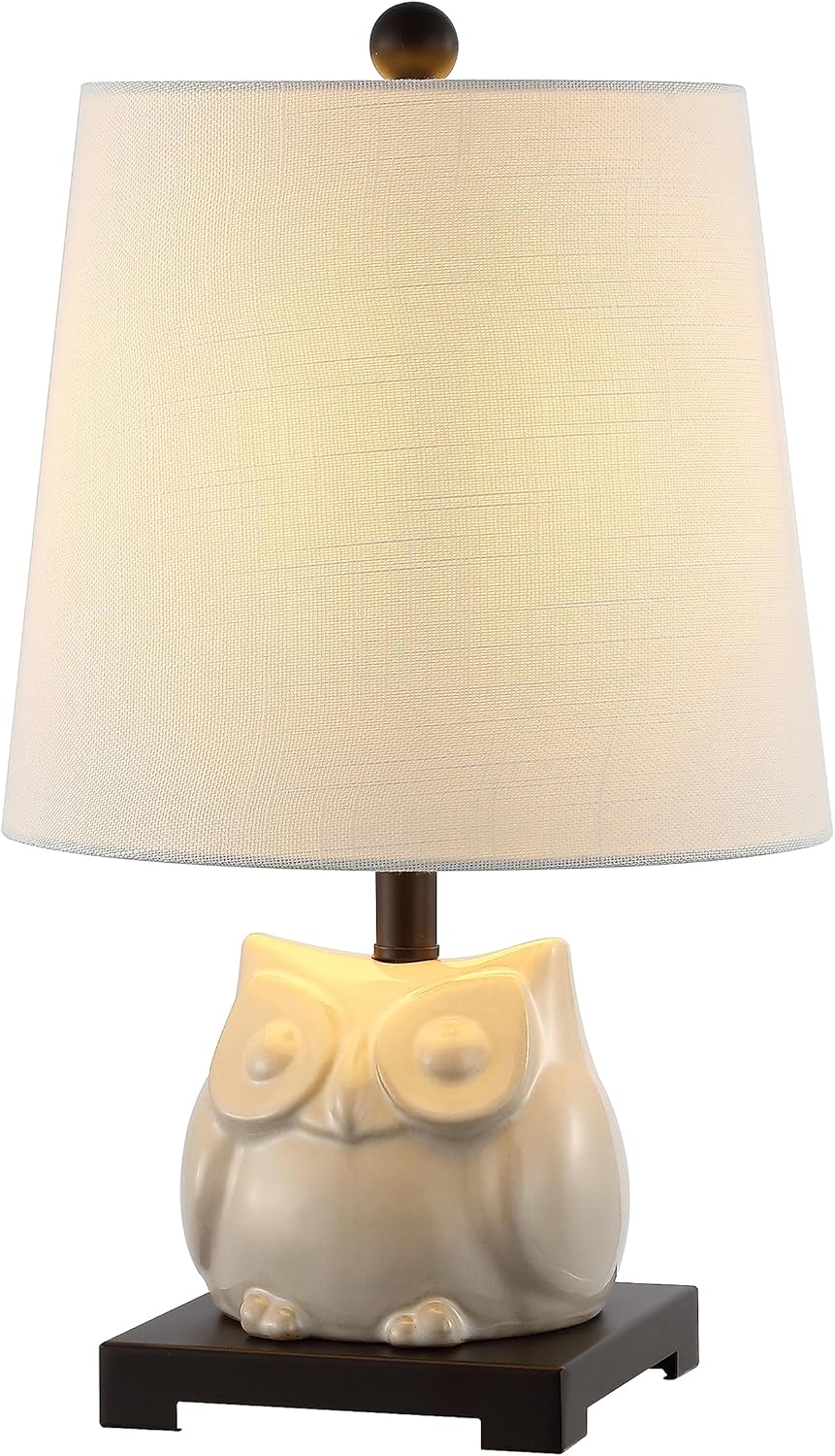 Linen Farmhouse Black Nightstand Lamp — 16" — Single