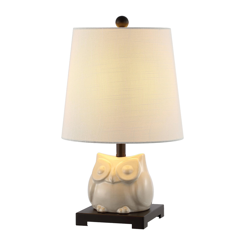 Linen Farmhouse Black Nightstand Lamp — 16"