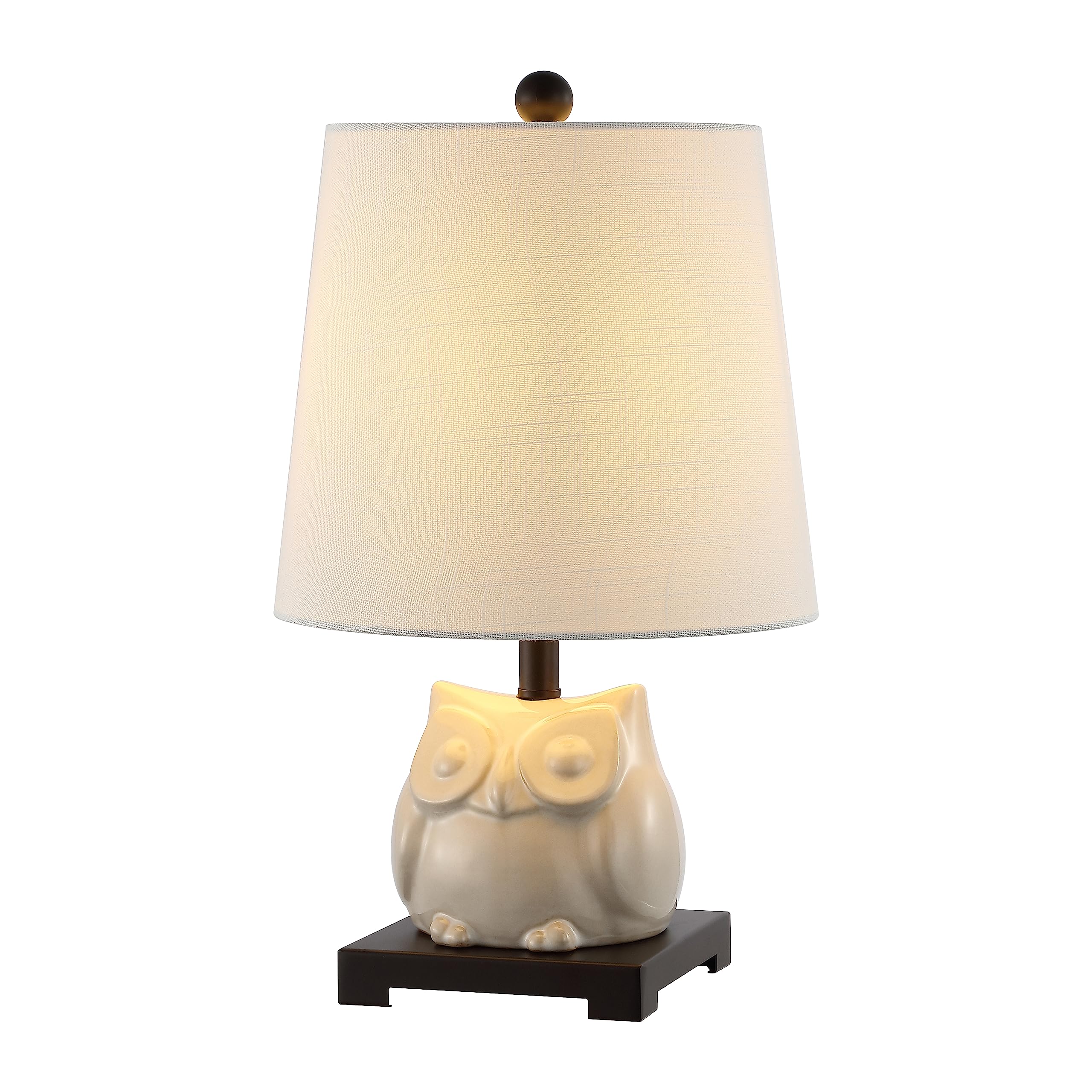 Linen Farmhouse Black Nightstand Lamp — 16"