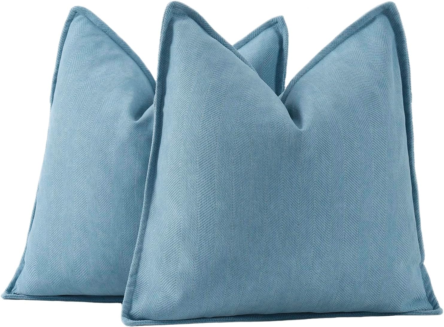 Chenille Boho Beige Throw Pillow Cover — 20" — Blue