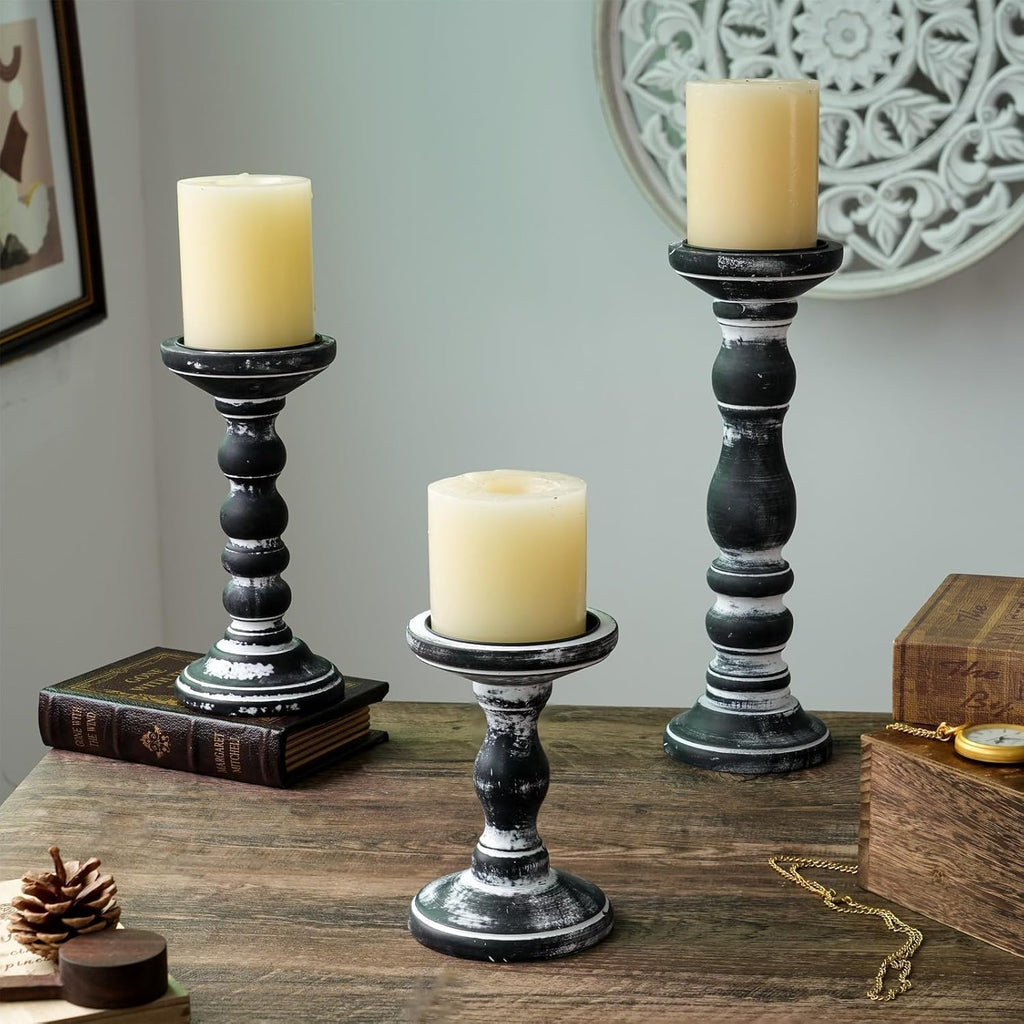 Farmhouse Black Pillar Candle — 5.9" - View 2