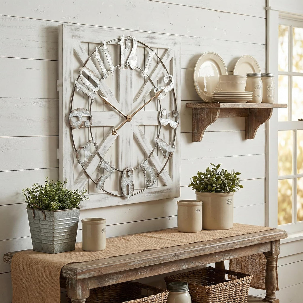 Farmhouse Brown Wall Clock — 24" - View 7
