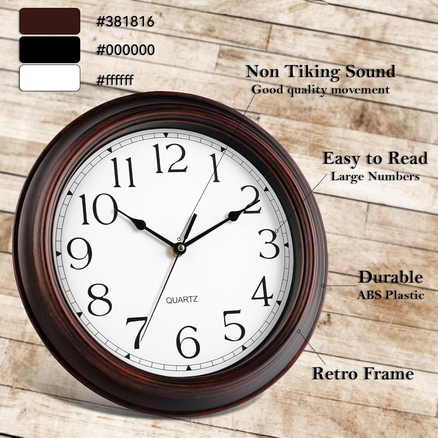 Battery Operated Farmhouse Gold Wall Clock — 12" - View 5