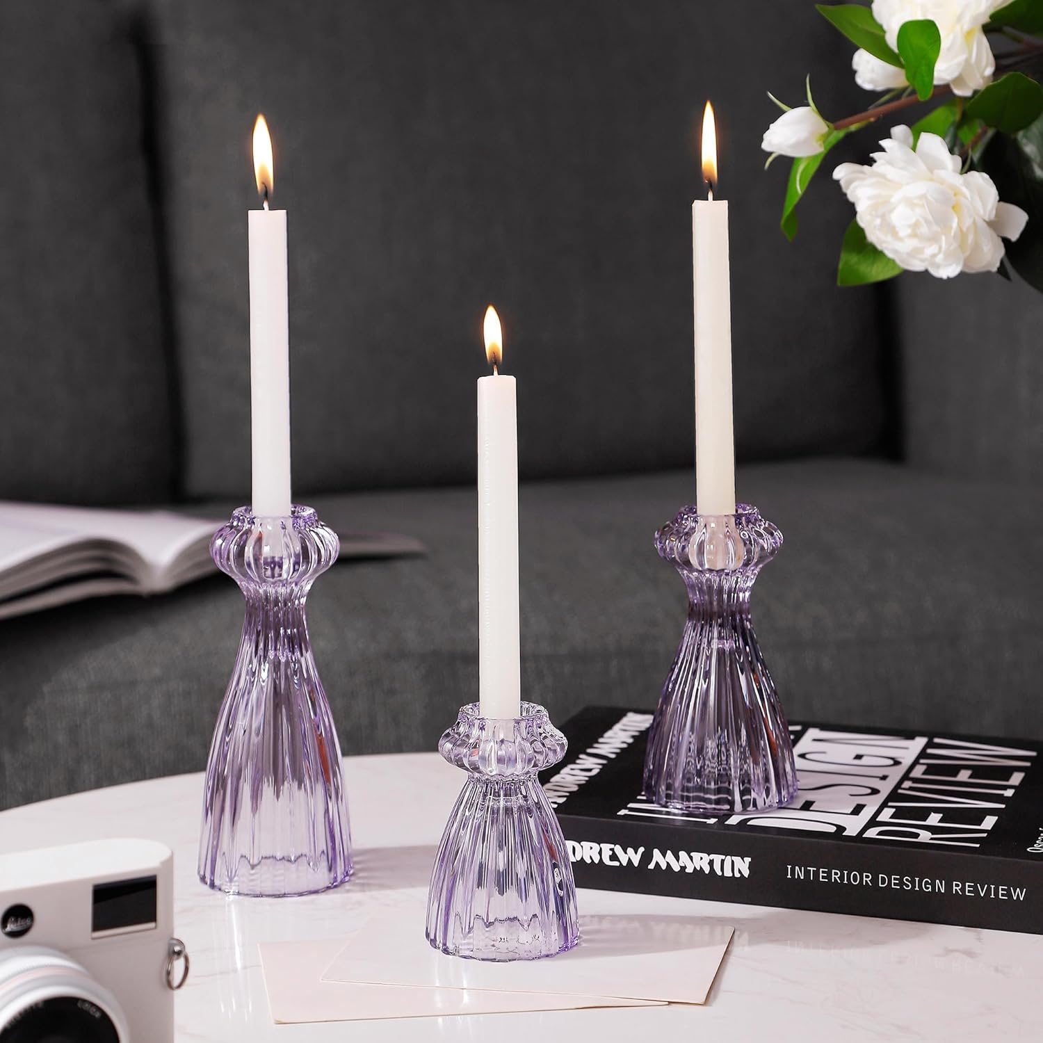 Blue Candle — Set of 3 — Purple