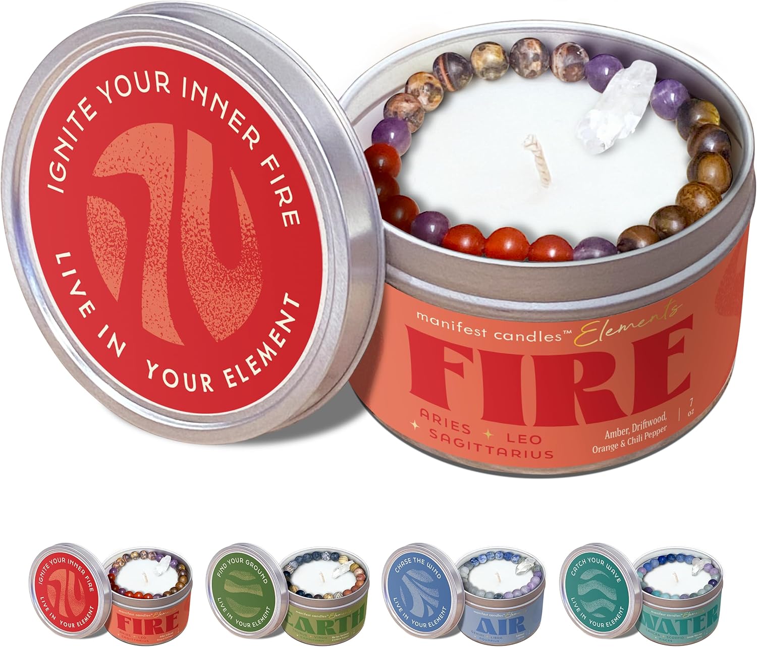 Soy Wax Green Candle Set — Fire Tin