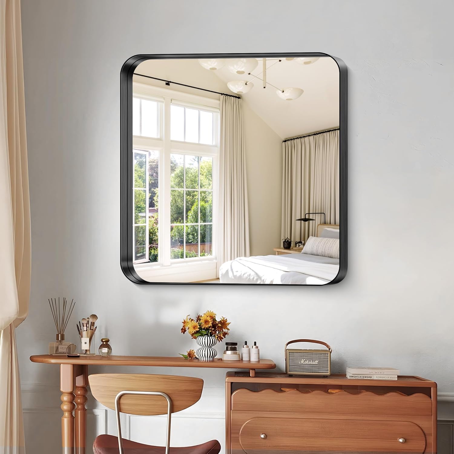 Rectangular Luxe Black Mirror — 30" - View 6