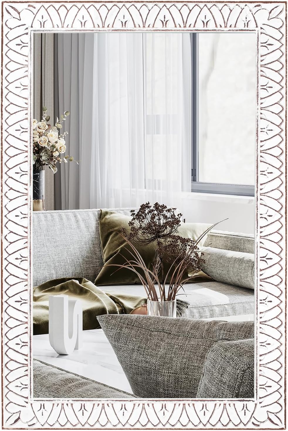 Round Beige Wall Mirror — 30" — I - Rectangular - 24x36 in