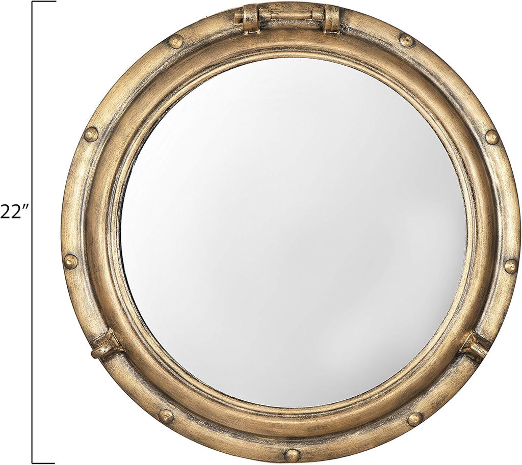 Round Luxe Brown Wall Mirror - View 2