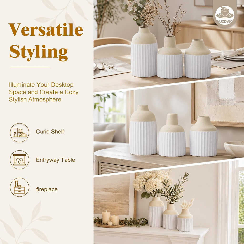 Boho Beige Decorative Vase — Set of 3 - View 7