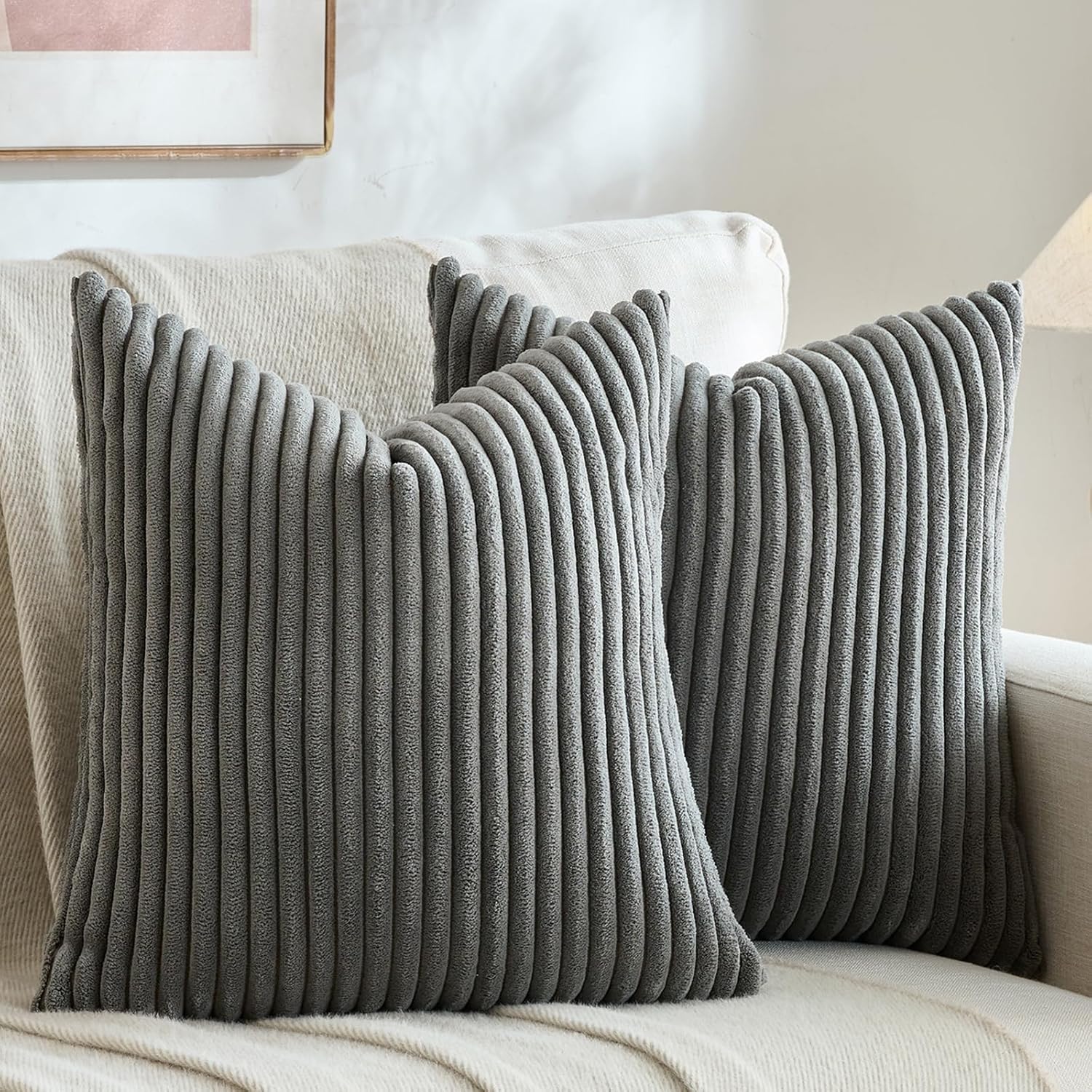 Boho Beige Throw Pillow Cover — 18" — 20" x 20" (Pack of 2)