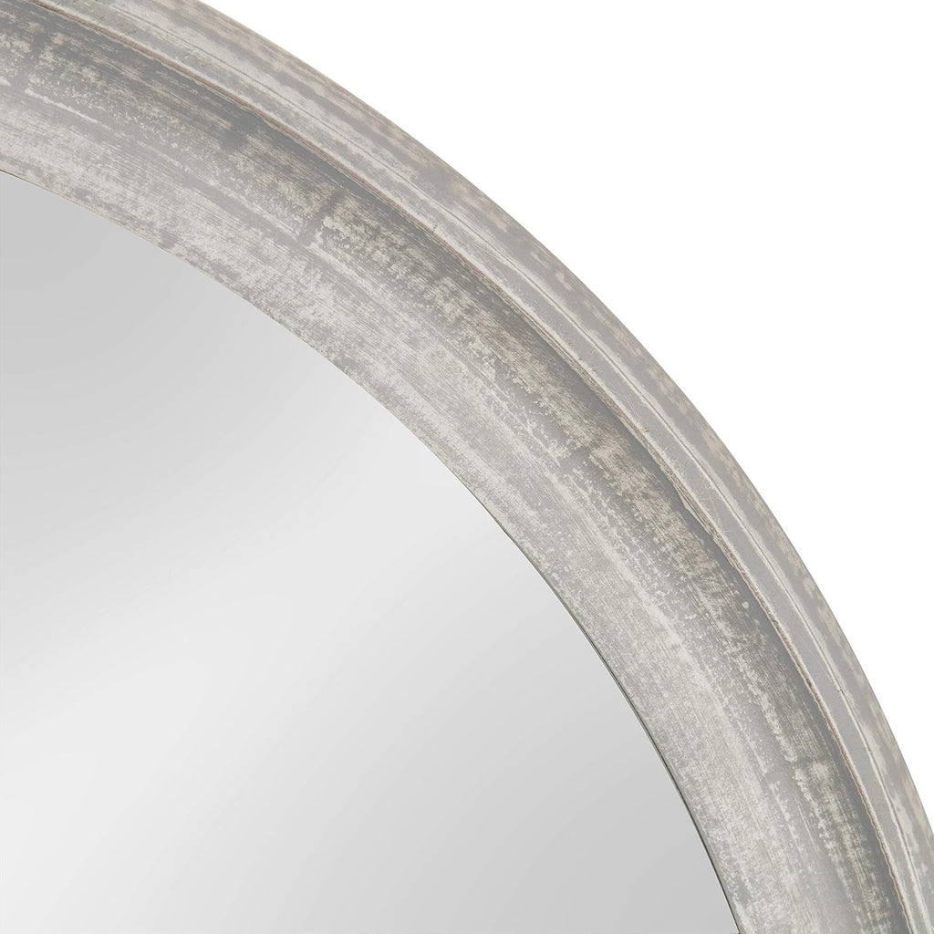 Round Farmhouse Brown Wall Mirror — 28" - View 4
