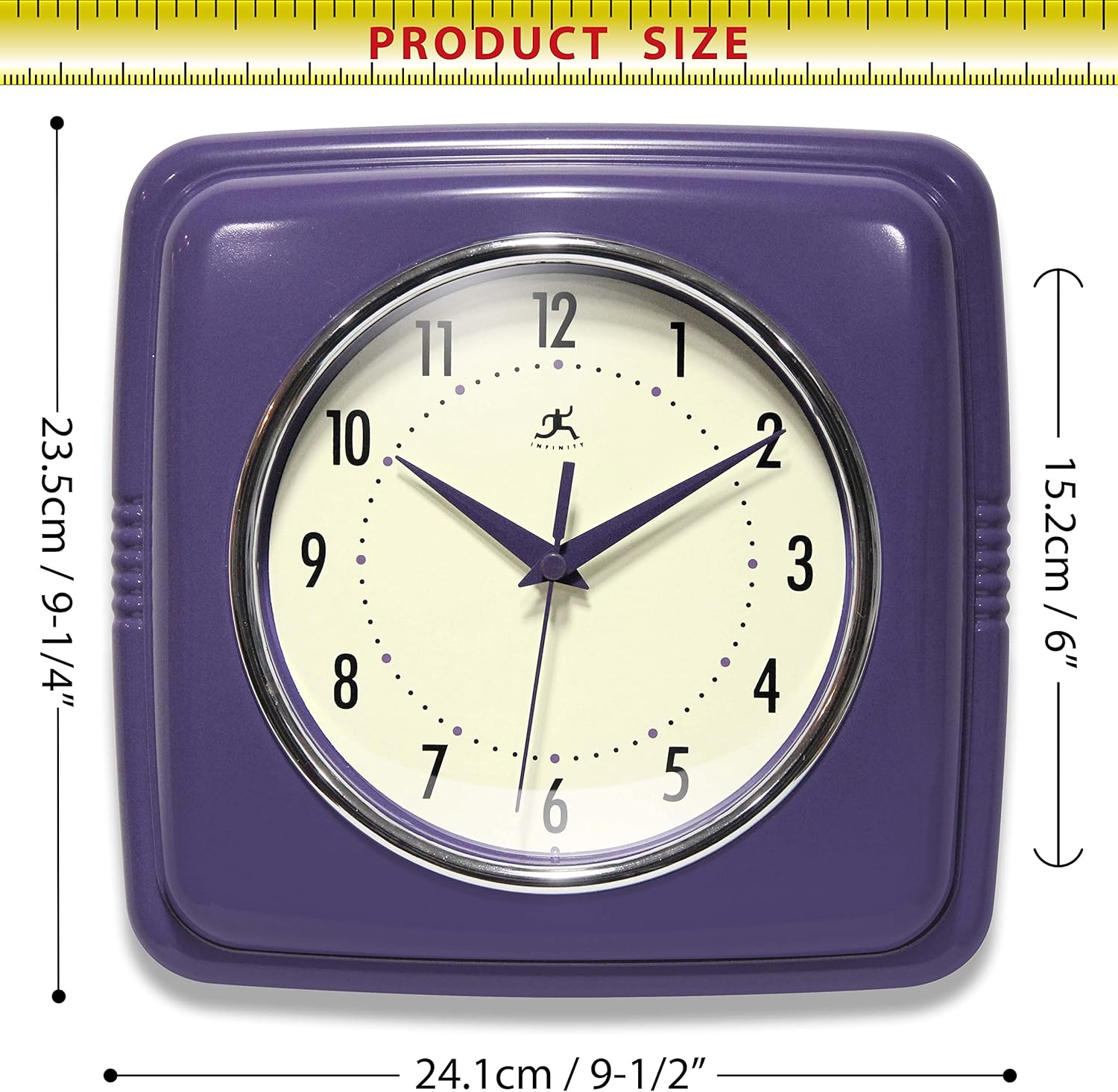 Vintage Mid-Century Beige Wall Clock — 9" - View 5