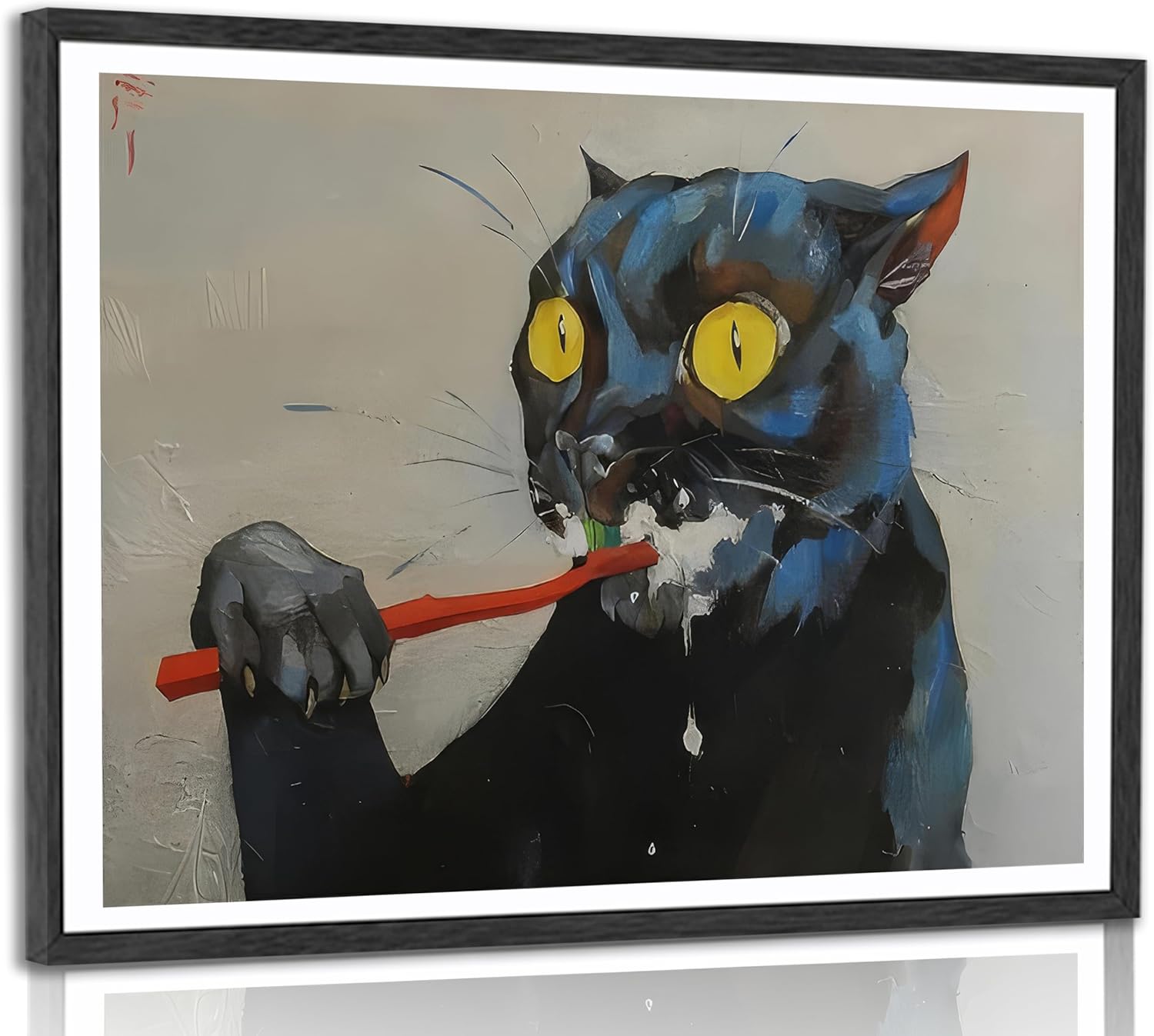 Vintage Metal Canvas Wall Art — 12x16 — Brushing cat