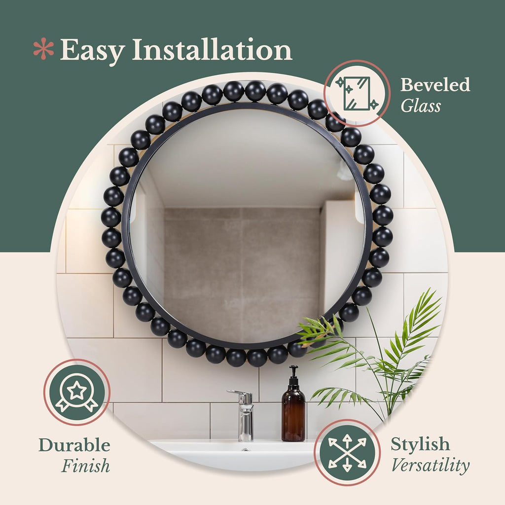 Luxe Glass Round Mirror — 33" - View 5