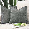Velvet Boho Beige Throw Pillow Cover — 18" — Dark Grey