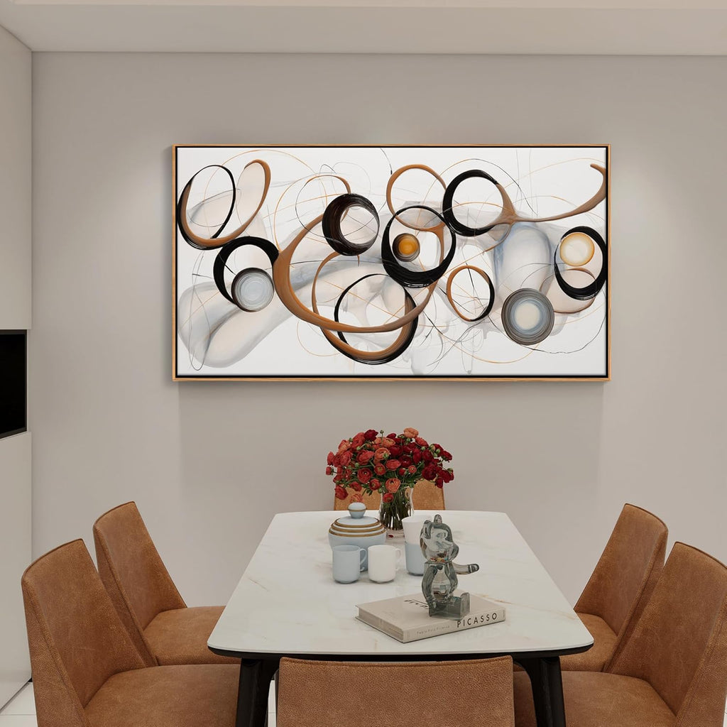 Framed Modern Black Canvas Wall Art — 48" - View 3