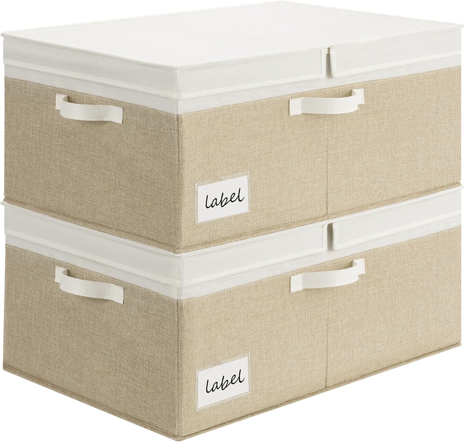 Beige Storage Bin — White/Khaki