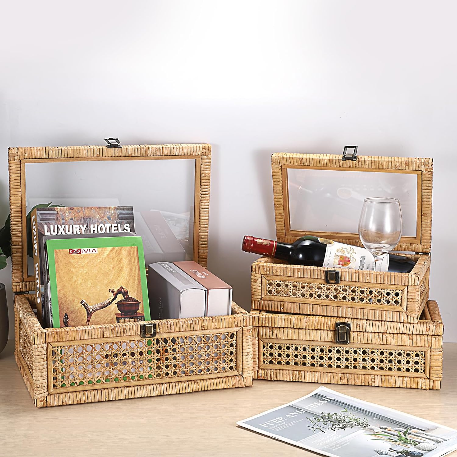 Handwoven Boho Beige Storage Basket — 11" - View 6