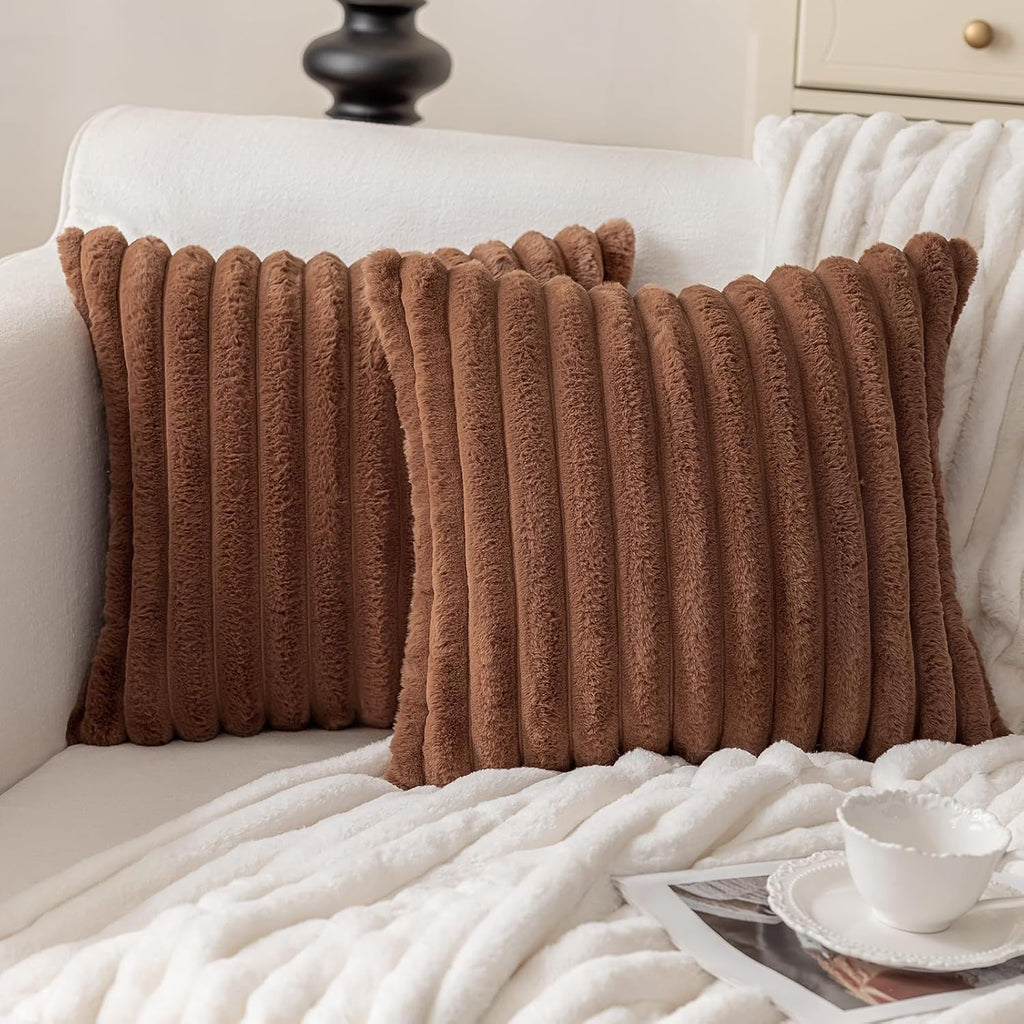 Modern Beige Throw Pillow Cover — 18" — Brown